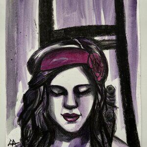 watercolor and wax origanal drawing 8.5 by 11 inches woman figurative art